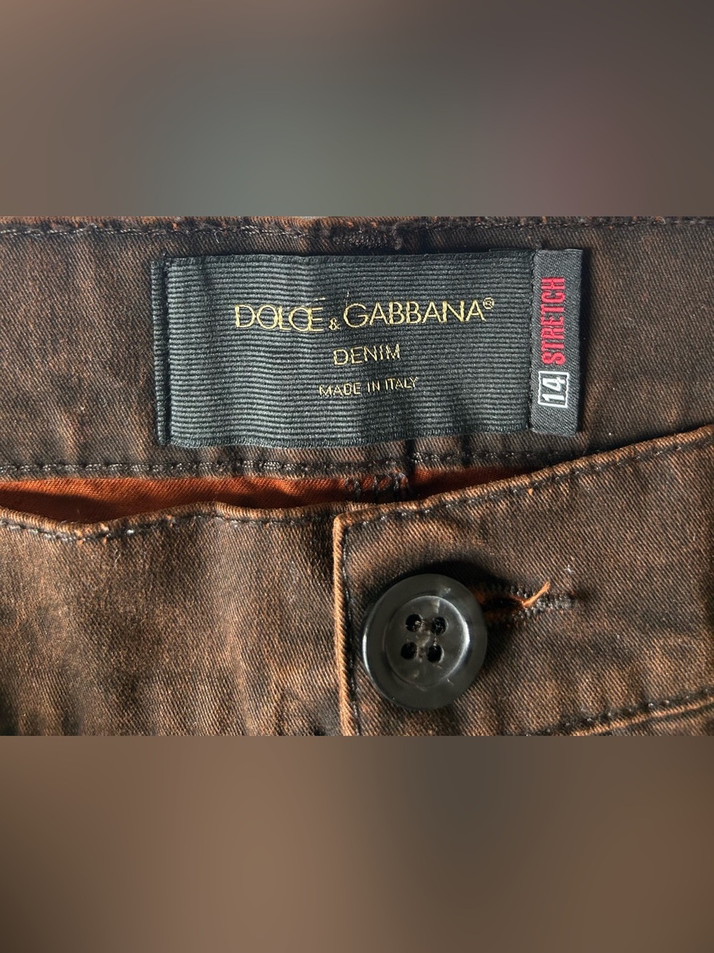 Dolce&Gabbana Men's Jeans Brown Pants Size 54/XL 14 Stretch Wax Coated EUC - Picture 9 of 12